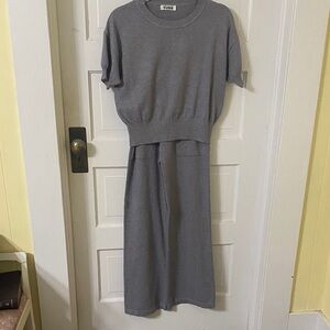 YUNA FASHION Gray Sweater Women's Pantsuit